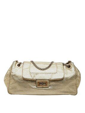 Chanel 2.55 Accordion Chain Shoulder Bag Perforated Gold Leather